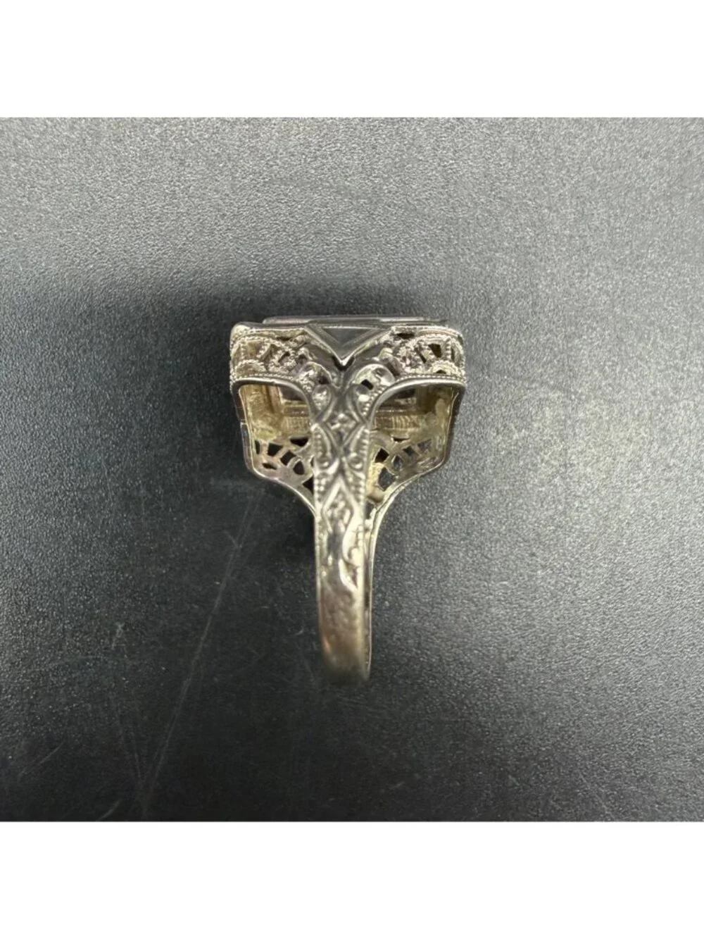 Art Deco 14K White Gold Ring Purple Stone Size 5.25 White Wile & Warner Vintage